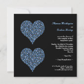 Invitation Paires de fiançailles de coeurs roses noir et bleu (Dos)