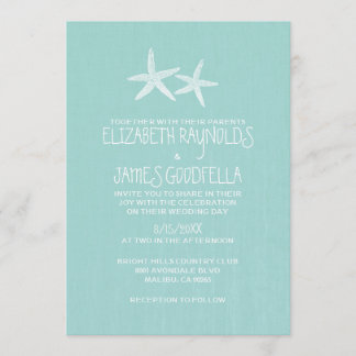 Invitation Paires d'invitations de mariage d'étoiles de mer