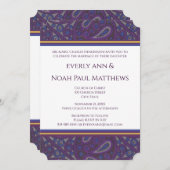 Invitation Paisley à prune violette (Devant / Derrière)