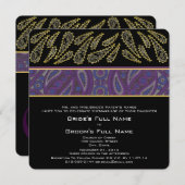 Invitation Paisley à prune violette (Devant / Derrière)