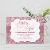 Invitation Paisley Baby Girl Shower (Debout devant)