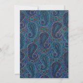 Invitation Paisley Bleu Indien Boho Classique Vintage (Dos)