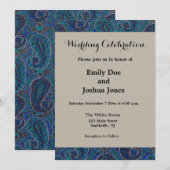 Invitation Paisley Bleu Indien Boho Classique Vintage (Devant / Derrière)