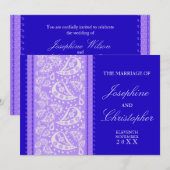 Invitation Paisley bleu violet (Devant / Derrière)