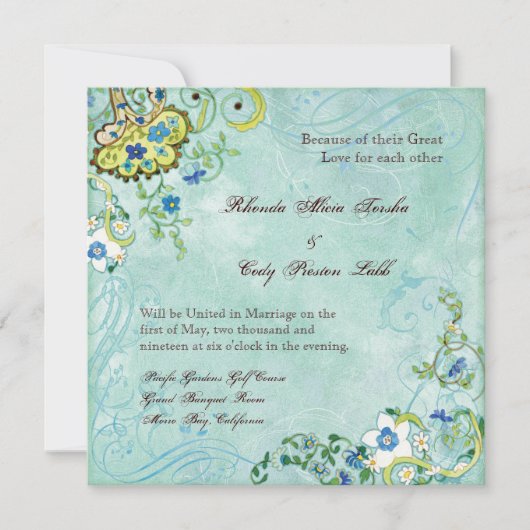 Invitation Paisley Moderne Floral Floral Mariage (Devant)