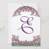 Invitation Paisley Peacock rose et Mariage vert (Dos)