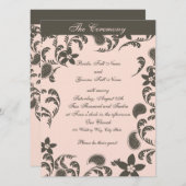 Invitation Paisley rose et Brown (Devant / Derrière)