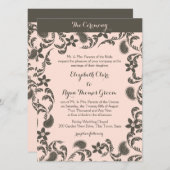 Invitation Paisley rose et Brown (Devant / Derrière)