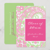 Invitation Paisley Rose et Green Graduation (Devant / Derrière)