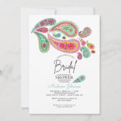 Invitation Paisley rose et turquoise Art folklorique floral (Devant)
