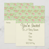 Invitation Paisley Verte et Rose (Devant / Derrière)
