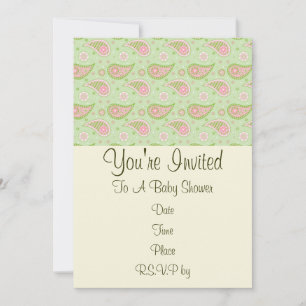 Invitation Paisley Verte et Rose