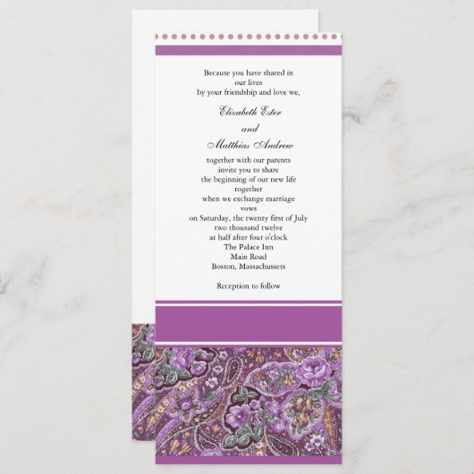 Invitation Paisley Wedding Invite (Devant / Derrière)