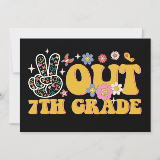 Invitation Paix 7e année Groovy Dernier jour d'école (Devant)