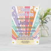 Invitation Paix Amour & Amusement Fille Hippie Groovy Soleil  (Debout devant)