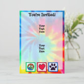 Invitation Paix, amour, chien ; Empreinte (Debout devant)