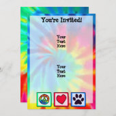 Invitation Paix, amour, chien ; Empreinte (Devant / Derrière)