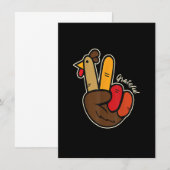 Invitation Paix Amour Dinde Grateful Turkey Signe de la main  (Devant / Derrière)
