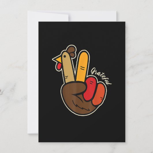 Invitation Paix Amour Dinde Grateful Turkey Signe de la main  (Devant)