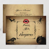 Invitation Paix, amour, et partie de Halloween de vampires (Devant / Derrière)