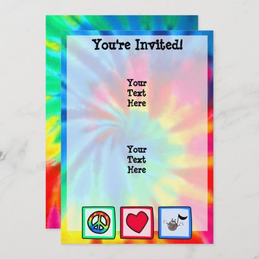 Invitation Paix, Amour, Musique;Teint (Devant / Derrière)