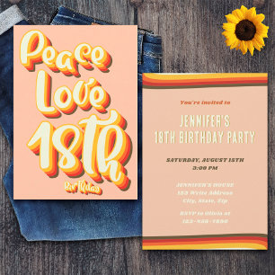 Invitation Paix Amour Pêche Rétro Groovy Coucher de soleil 18
