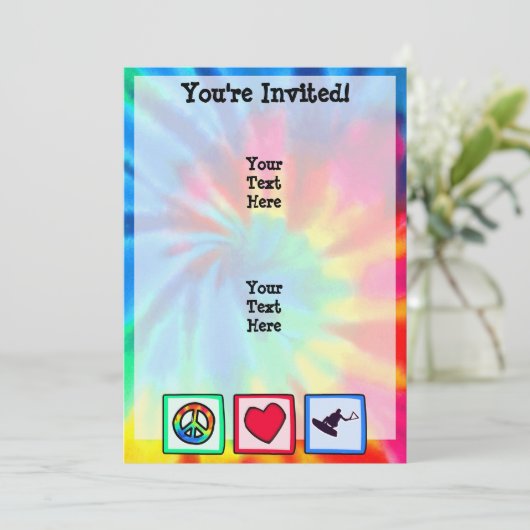 Invitation Paix, amour, wakeboard (Debout devant)