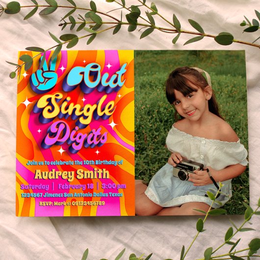 Invitation Paix dehors les chiffres uniques J'ai 10 ans avec 