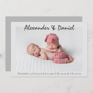 Invitation Paix et joie  Anniversaire de naissance des jumeau