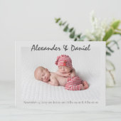 Invitation Paix et joie | Twin Boys Annouement naissance (Debout devant)
