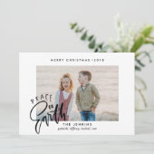 Invitation Paix sur terre | Noir | Noël (Debout devant)