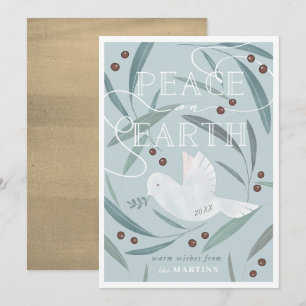 Invitation Paix sur Terre White Dove Blue Christmas Card