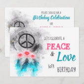 Invitation *~ Paix Tribale & Amour Hippie Anniversaire Rustiq (Devant / Derrière)