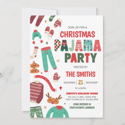 Invitation Pajama Fête de Noël (Devant)