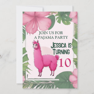 Invitation Pajama Lama rose joyeux et souriant