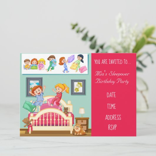 Invitation Pajama mignon Stwood couchette fête d'anniversaire (Debout devant)