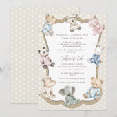 Invitation Pajama Party Animal Theme Baby Shower (Devant / Derrière)