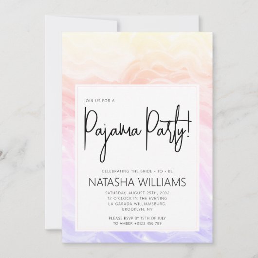 Invitation Pajama Party Coloré Pastel Élégant rayures (Devant)