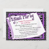 Invitation Pajama Party en noir et violet (Devant)