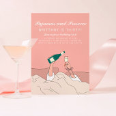 Invitation Pajama Party PJ et Prosecco Anniversaire