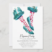 Invitation Pajama Party rose Turquoise PJ Stilettos Fête des  (Devant)