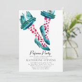 Invitation Pajama Party rose Turquoise PJ Stilettos Fête des  (Debout devant)
