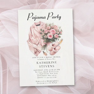 Invitation Pajama Party Roses  Fête des mariées Champagne