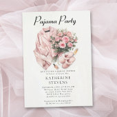 Invitation Pajama Party Roses Fête des mariées Champagne