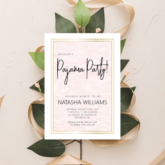 Invitation Pajama Party Stwood Bachelorette Soft Rose Stripe