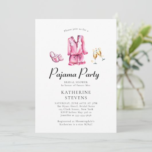 Invitation Pajama Party Stwood PJ Champagne Fête des mariées (Debout devant)