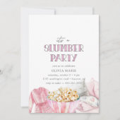Invitation Pajama rose bois pour filles fête d'anniversaire (Devant)