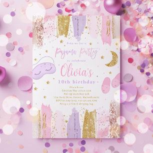 Invitation Pajama Slepover Anniversaire Fête Adolescent Tween
