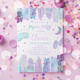 Invitation Pajama Slepover Anniversaire Fête Adolescent Tween