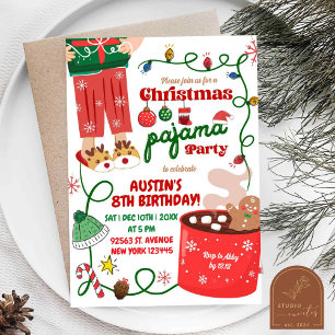 Invitation Pajamas de Noël fête d'anniversaire